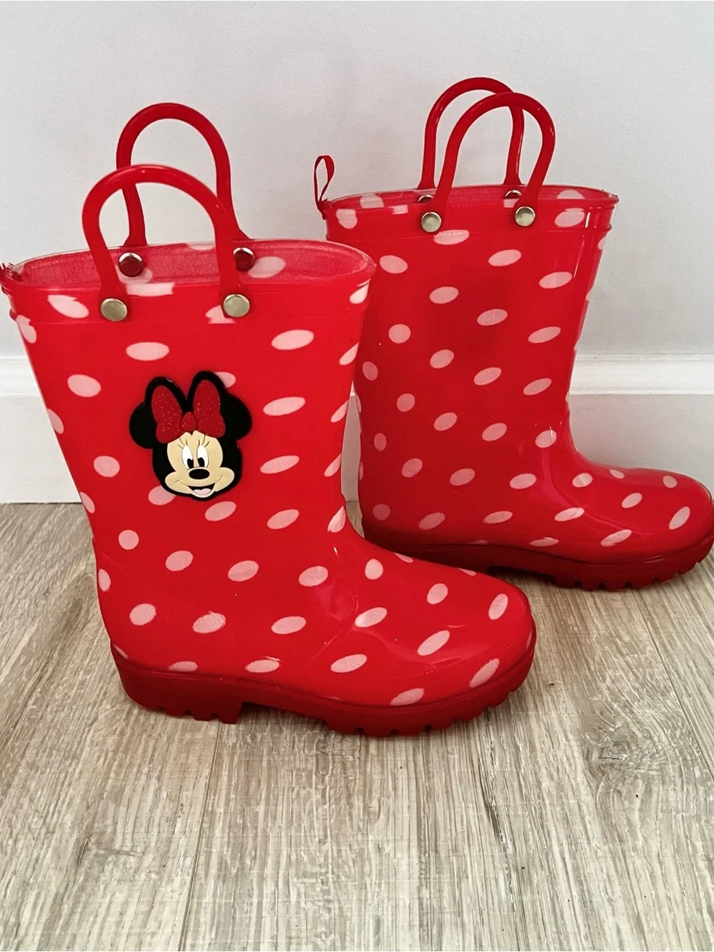 Minnie Mouse Red Polka Dot Kids Rain Boots